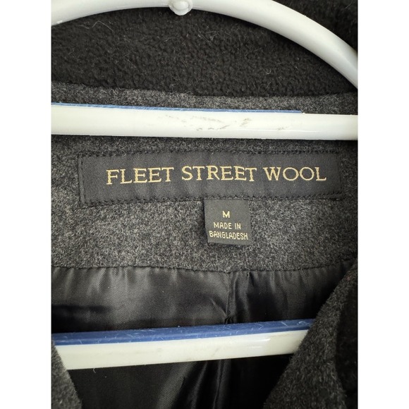 Fleet Street Gray Wool Jacket Womens Medium Hooded Coat Full Zip Drawstring EUC - Picture 3 of 8